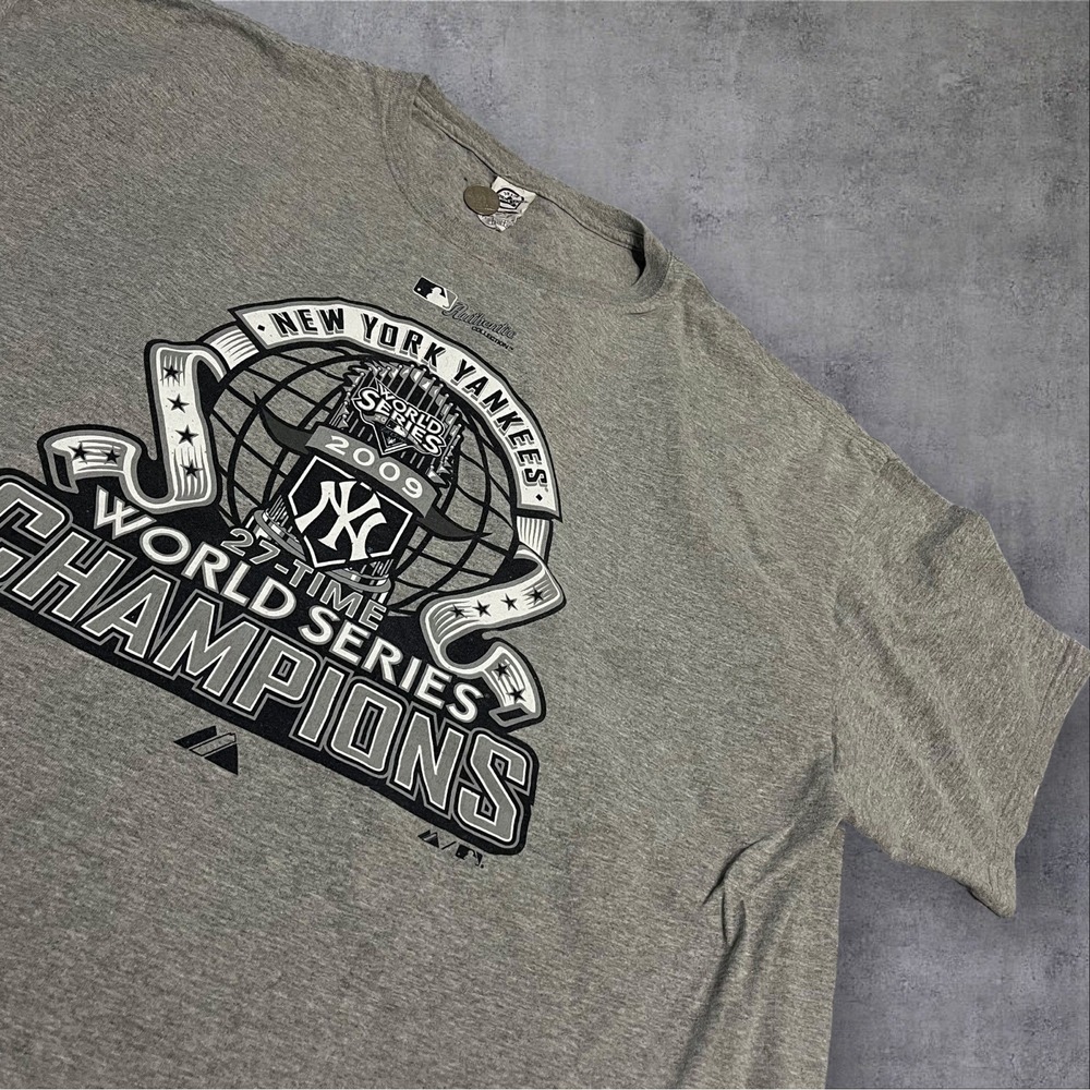 New York Yankees Mens XL T Shirt 2009 World Series‎ Gray 27-Time Champions MLB - Picture 2 of 3